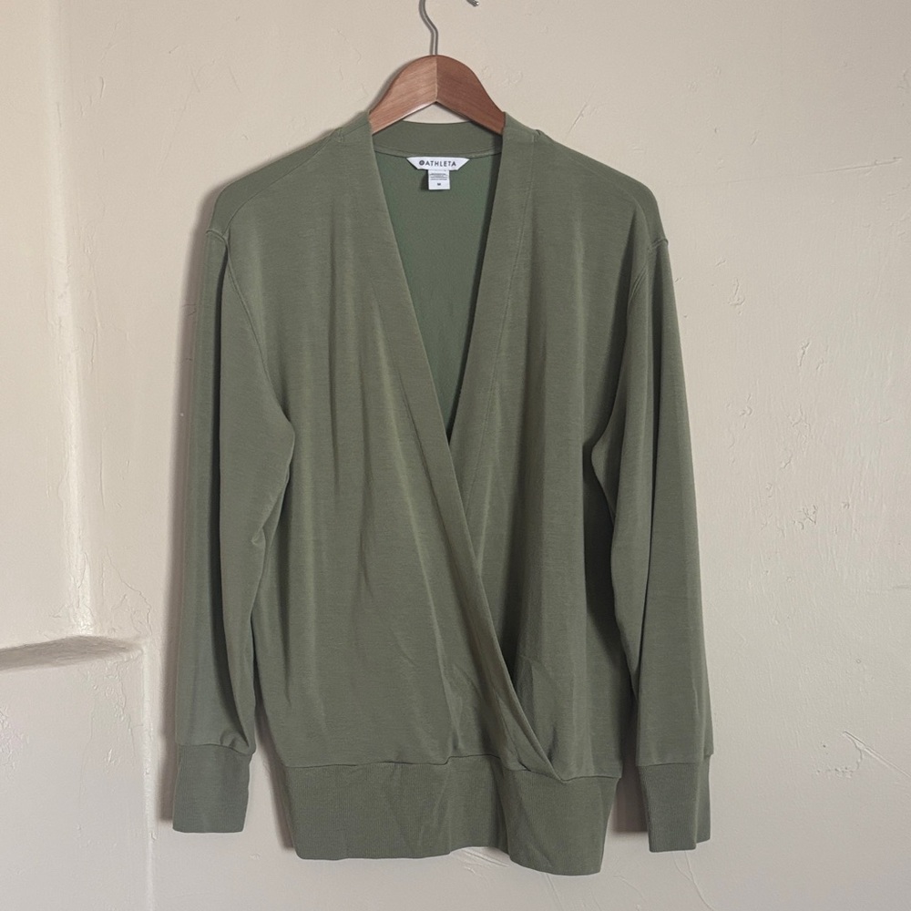 Athleta Olive Green Purana Wrap Sweatshirt